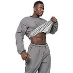 Negash Sauna Suit for Men Anti Torn Sweat Sauna Suit Lightweight Waterproof Men Sauna Suit for Boxing Exercise Fitness, Grey/Grey, Large