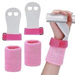 4 Pcs Gymnastics Grips Wristbands Sets, Kids Gymnastic Hand Grips with Sweatbands, Gymnastic Bar Palm Protection and Wrist Support Sports Accessories for Girls Youth Kids Workout and Exercise (S)