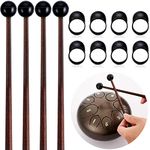 4 Pieces Percussion Mallets Wooden Xylophone Mallets Drum Mallet Drum Sticks with Rubber Tips and 8 Pieces Knocking Finger Picks for Wood Block Bells Hang Pan Drum Keyboard Music