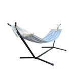 GOCAN Double Hammock 2 Person Large 220x150cm with Steel Stand and Removable spreader bar Load 500lb, Canvas Cotton Hammocks for Patio Porch Garden Backyard Outdoor and Indoor,grey