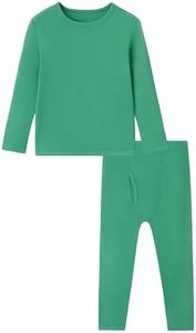 BambooBud Thermal Underwear for Kids Boys Long Sleeve Top and Bottom Pajama Set Soft Undershirts Johns Base Layer XXS-XL, Deep Spruce Green, X-Small