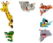 rawpockets Cartoon Kids Animals PVC Vinyl Wall Sticker (Wall Coverage Area - Height 100 cms X Width 120 cms)