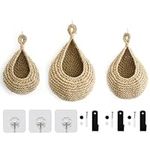 3Pcs Hand Woven Wall Mounted Vegetable and Fruit Basket, Boho Wall Hanging Baskets, Hanging Wall Basket Teardrop Hanging Baskets for Kitchen Storage, Living Room, Porch