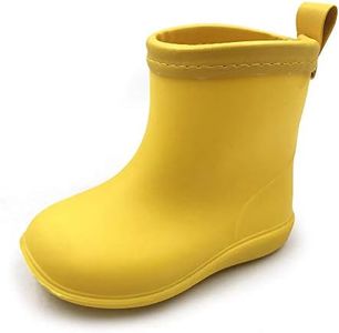 Amoji Boy's Rain Boots Toddler Rainboots Kid's Rubber Waterproof Garden Shoes Yellow 5-5.5 Toddler