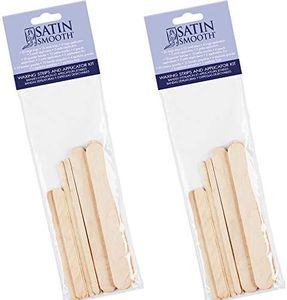Satin Smooth Non Woven Wax Strips and Wax Sticks Kit - Waxing Strips and Wooden Applicator Sticks, Body, Facial & Eyebrow Hair Removal, 2 Pack