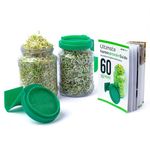 sprout-me Multi Use Sprouts Maker Box With Recepie Book - Glass Mason Jar with Mesh Lid for All Seeds & Beans, Sprouts Making Box with Built in Drainage Stand (Set Of 2 Sprout Jar With Book)