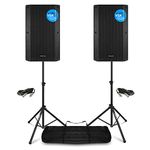 VONYX Pair of Active PA Speakers Bi-Amplified 12 Inch 1600w Bluetooth Two-Way VSA12BT DJ System with Stands