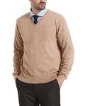 KALLSPIN Men's V Neck Sweater Pullover Wool Blend Relax Fit Knit Long Sleeve Pullover(Coffee,X-Large)