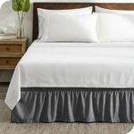 Bare Home Wrap Around Bed Skirt - Adjustable and Ruffled - 15-inch Tailored Drop - Easy Fit - Machine Washable (Queen, Grey)