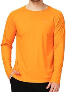 Camii Mia Mens Long Sleeve Sun Protection Shirts, Sun Shirts for Men UPF 50+ SPF T-Shirts for Fishing, Running, Hiking (X-Large, Orange)