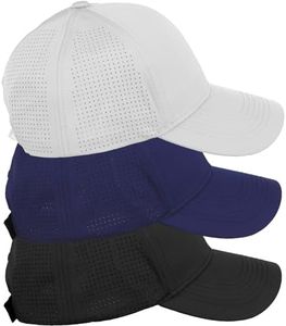 Daxton Air Cool Tech Hat Ventilated Micro Holes Structured High Profile Baseball Cap 3 Pack - Black,Navy,White