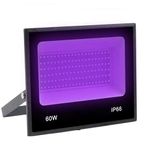 RDR Brand UV (Ultra Violet 395nm) Pure Purple Color uv Flood Light for neon Party,Screen Printing, Curing Many Purpose..(60w_395nm floodlight)