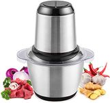 Shopobox 2L Electric Meat Grinders with Bowl for Heavy Kitchen Food Chopper, Meat, Vegetables, Onion Slicer Garlic Slicer Dicer Food Processor (Stainless Steel)