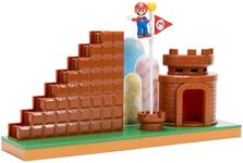 Super Mario Nintendo 2.5" Action Figures Course Complete Playset with Mario Figure, Interactive Stairs, Flagpole, Castle, and Base Platform