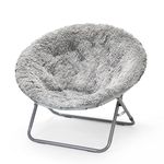 Urban Lifestyle Oversized Mongolian Faux Fur Saucer Chair, Silver