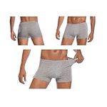 Mens Disposable 100% Cotton Underwear Travel Boxers Briefs Portable Shorts Grey Color 5PK (Medium)