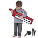 Pyle Digital Musical Keyboard 37 Keys, Electronic Karaoke Keytar with Wired Microphone, 4 Preset Selectable Tones, 4 Audio Rhythms, AUX Input, Rechargeable, Fun for Kids and All Ages (PKBRD87RD)