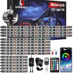 LD DARKEAGLE 16PCS Motorcycle LED Light Kit with Handlebar Switch Brake Turn Signal, Underglow Lights with APP/RF Remote, RGB Dual Zone Neon Strips Multicolor 12V Waterproof for Harley Honda Can-Am