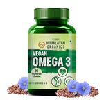 Himalayan Organics Flax Seed Oil Omega 3 6 9 Vegan Natural Nutrition Supplement for Muscle , Bone , Heart & Skin - Veg Capsules 90 Count