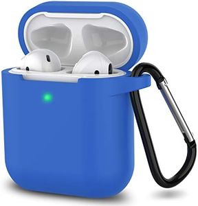 SATLITOG Silicone Case Compatible with Apple AirPods 1&2 Wireless and Wired Charging Case(Front LED Visible),Blue