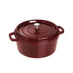 STAUB Cast Iron Roaster/Cocotte, Round, 26 cm, 5 L, Grenadine