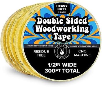 HIPPIE CRAFTER 5 Pack Double Sided Tape for Woodworking, 1/2 Inch Wide Heavy-Duty Sticky Tape for CNC Machines and Routing Templates, 60 Feet Each, 300ft Total