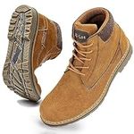 CC-Los Men's Waterproof Hiking Boots Work Boots Lightweight & Casual Chukka Boots Tan Size 10.5