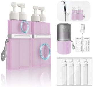 YOTIME 4in1 Travel Bottles Set, Vacuum Silicone Suction Cup for Smooth Walls, TSA Approved Leak Proof Travel Size Containers for Toiletries, Shampoo, Body Wash and Conditioner, Pink
