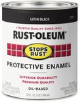 Rust-Oleum 7777502 Protective Enamel Paint Stops Rust, 32-Ounce, Black Satin Finish, 1 Quarts (Pack of 1)