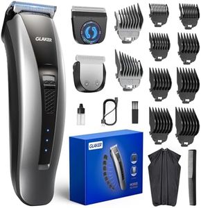 GLAKER Cordless Hair Clippers for Men - 3 in 1 Versatile Hair Trimmer with 13 Guards, 3 Detachable Blades & Turbo Motor, Professional Beard Grooming Kit for Barbers, USB C Rechargeable