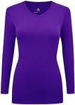 Natural Uniforms Women's Under Scrub Tee V-Neck Long Sleeve T-Shirt (Purple, XX-Large)