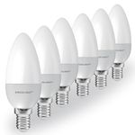 SINCELIGHT E14 2W LED Candle Shape Light Bulb B35 Ø35mm, Milky Diffuser, Warm White 2700K, 150 Lumens, SES Small Edison Screw, Pack of 6