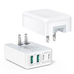 2Pack 40W Flat USB C Wall Charger, 4Ports Foldable & Slim Fast Charging Blocks, Multiport Type C Cube Box Power Adapter Plug, Boxeroo USB C Charger Block Brick for iPhone Samsung Tablet (2-Pack-White)