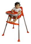 Esquire Spotty Baby Dining Chair with Paw Foot and Footrest, Slide in Tray Table with Additional Tray-Red Colour