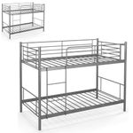 Multigot Bunk Bed, Metal Twin Sleeper Bed with Ladder & Safety Guardrails, Metal Slatted Single Bunk Bedstead for Adults Teenagers, No Box Spring Needed (Sliver)