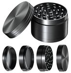 4 Layers Herb Grinder, Haquno Zinc Alloy Spice Mill with Magnetic Top and Sifter for Dry Herb, 1.96 inch (Black)