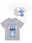 Disney Girls Stitch Shirt 2 Pack |Girls Multipack Shirts | Stitch T Shirts for Girls | Gray 12