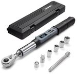 GROWNEER Digital Torque Wrench, 5-99.6 Ft-lbs/6.8-135 Nm, 3/8'' Drive Rachet Torque Wrench with Buzzer & Colorful LED Indicator, Electronic Torque Wrench Set for Bike Motorcycle Car Auto Repair