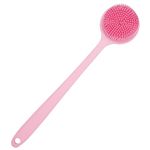 DNC Silicone Back Scrubber for Shower Soft Bath Body Brush with Long Handle (Pink)