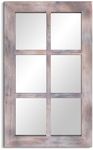 Barnyard Designs 24x40 Windowpane Wood Farmhouse Wall Mirror, Large Rustic 6 Pane Rectangle Window Frame Vintage Decor, Entryway Hallway Mirror (Brown)