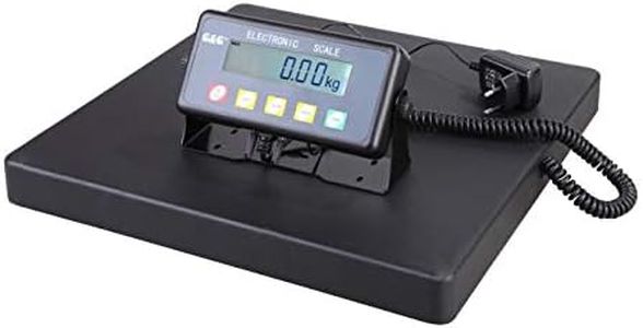 GundG PSB-300B - Bilancia a piattaforma, per pacchi, superficie di carico resistente in alluminio di ghisa 40 x 40 cm; utilizzabile a batteria 300 kg x 100 g/150 kg x 50 g/75 kg x 20 g