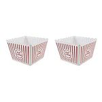 St@llion 2 Pcs Retro Popcorn Holder Boxes, Plastic Red and White Striped for Christmas Party, Candy Container, Sweets Food Snacks Holders, Birthday Theatre Themed Movie Nights Carnivals Party