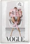 Fashion Passport Holder Eco leather Cute Cover for documents Vogue design Stylish illustration Girl in Pink Socks