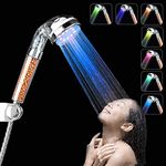 APzek Shower Head, Handheld High Pressure Led Shower Head with 7 Changing Color Water Saving Negative Ionic Filter Showerhead (7 Color)