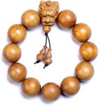 Zen Dear Natural Golden Sandalwood Mexican Bocote Mala Prayer Bracelet Link Wrist Necklace Beads (20mm 12 beads Long's Head)