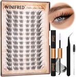 Cat Eye Lash Clusters Kit Natural Eyelash Extension Kit Wispy Lash Clusters Manga Lashes Kit C Curl Cluster Eyelash Extensions Left&Right Eyelash Clusters Kit with Bond and Seal by Winifred