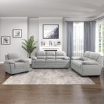 Torque - Jett 6 Seater Fabric Sofa (3+2+1 Seater, Light Grey) | 6 Person Sofa | Sofa Set for Living Room, Bedroom, Home, Office Furniture | 3 Years Warranty