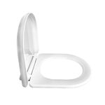 Plastic Toilet Seat Cover Soft Close Mechanism White Round Commode seat cover With Installation Kit (White, 42 Cm x 36 Cm)