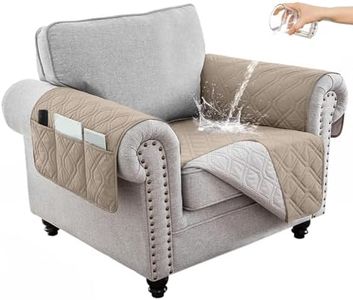 ZXMSTAR Waterproof Dog Couch Covers Protector Sofa Covers for Dogs Pets with Non Slip Backing Couch Seat Covers with Side Pocker for 1 Cushion Couch Washable (Khaki, 1-Seater)