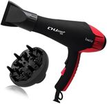 CHJPRO Professional Salon Hair Dryer AC 2100W Ceramic Tourmaline Ionic Blow Dryer with Hot-Cold Heat Setting for Home & Salon, 2 Concentrators CA Plug(Black and Red Stitching)